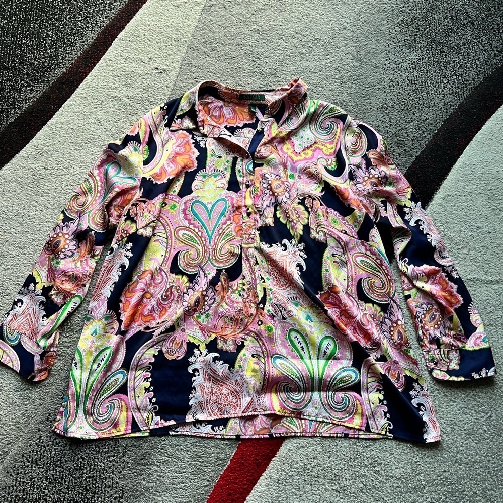 Lauren Ralph Lauren Bandana Paisley Print Shirt Blouse